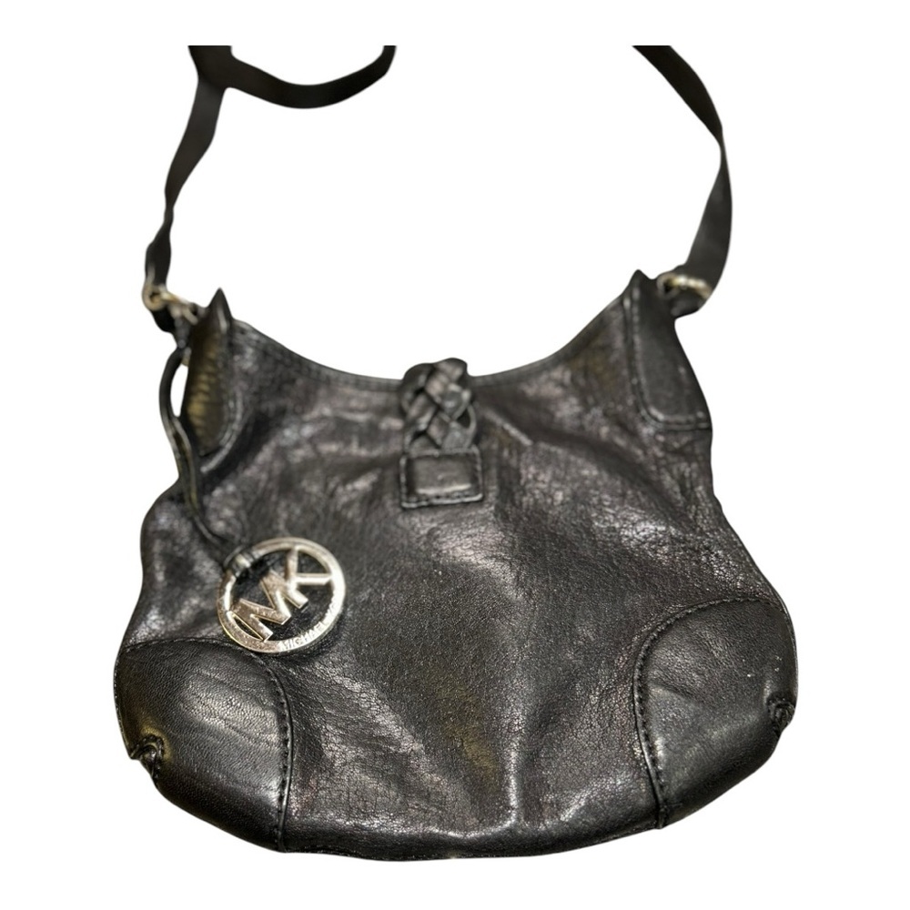 Michael Kors Braided Black Leather Crossbody Purse – Medium | pre-loved